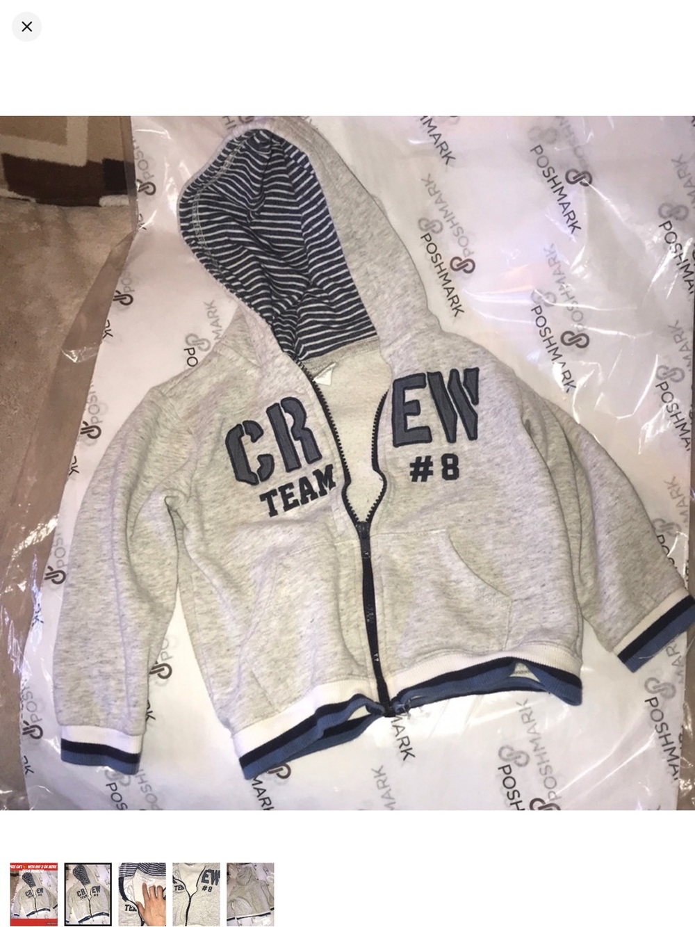 Koala Kids 3T Grey 'Crew Team #8' Hooded Zip Jacket